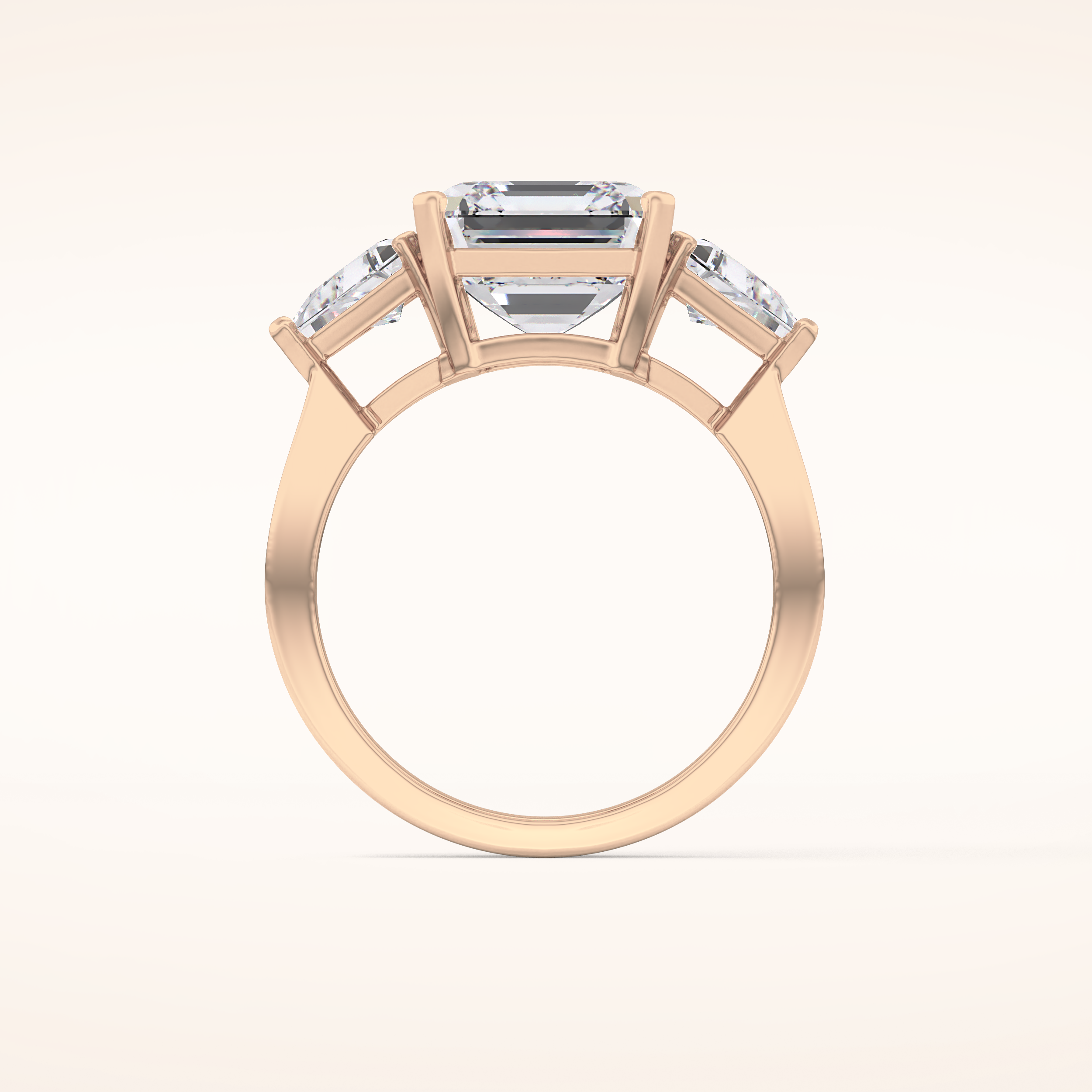 3.78 CT Asscher Shaped Three Stone Moissanite Engagement Ring
