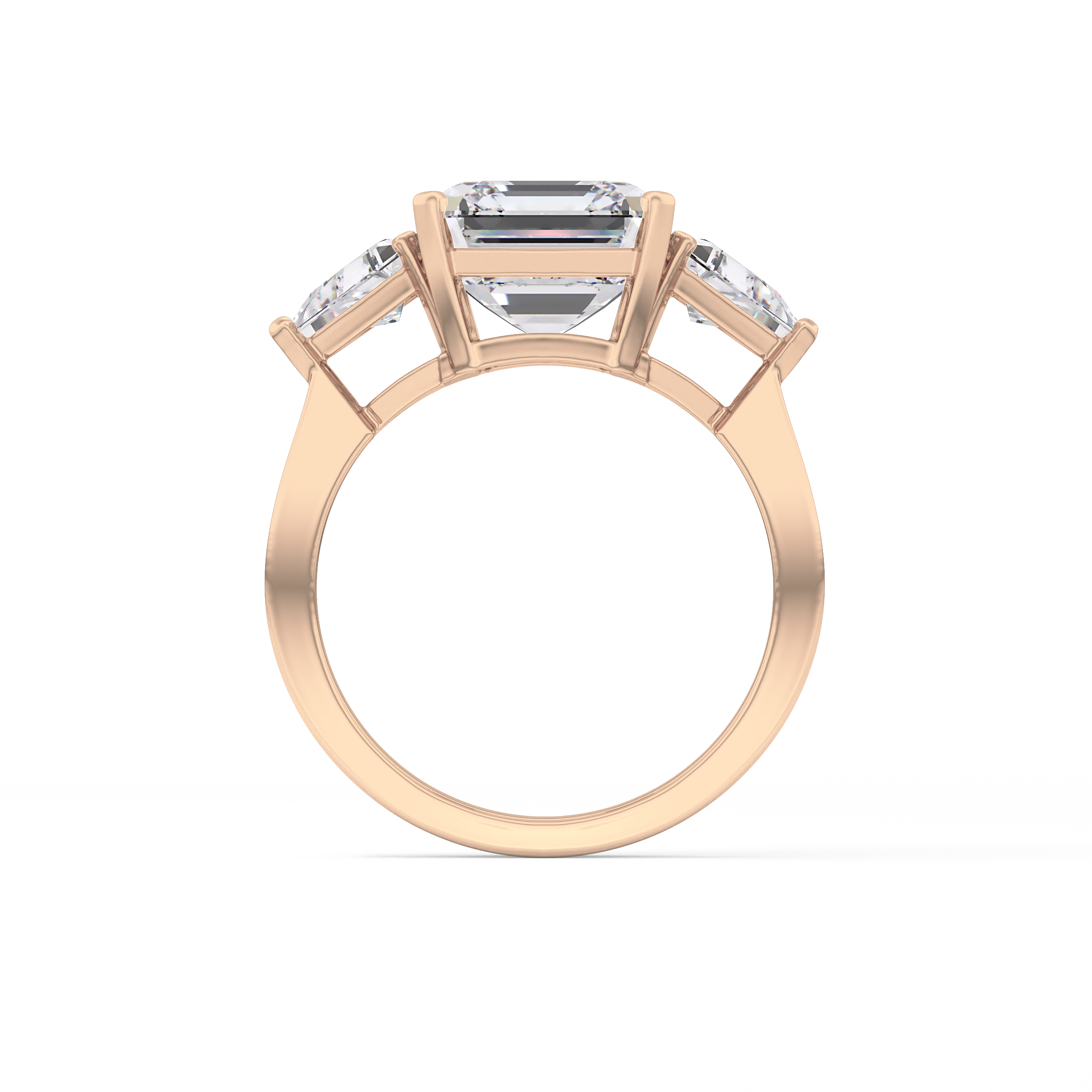 Emerald Three Stone Lab Grown Diamond Engagement Ring