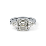 Emerald Three Stone Lab Grown Diamond Engagement Ring