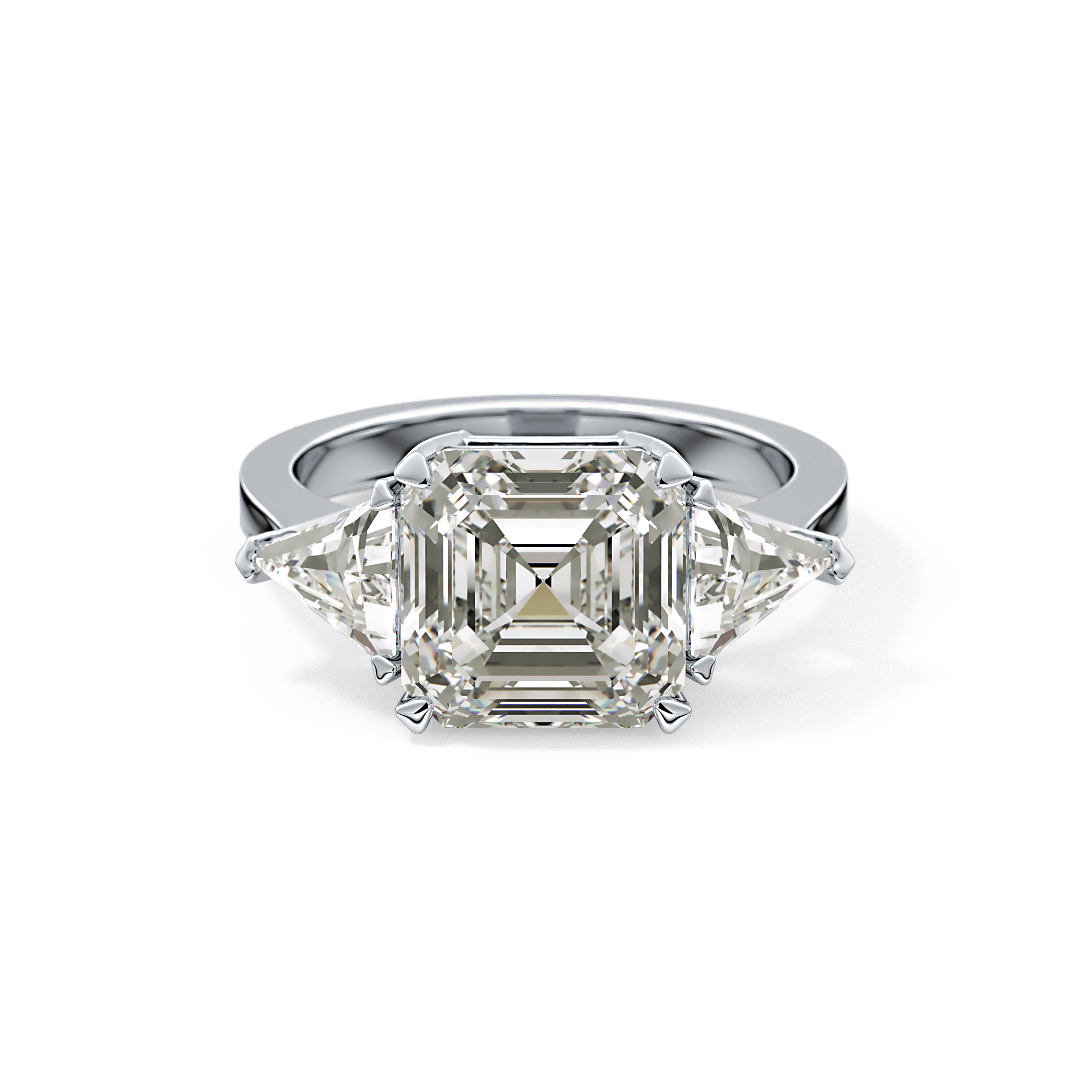 Emerald Three Stone Lab Grown Diamond Engagement Ring