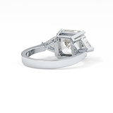 Emerald Three Stone Lab Grown Diamond Engagement Ring