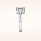 3.78 CT Asscher Shaped Three Stone Moissanite Engagement Ring
