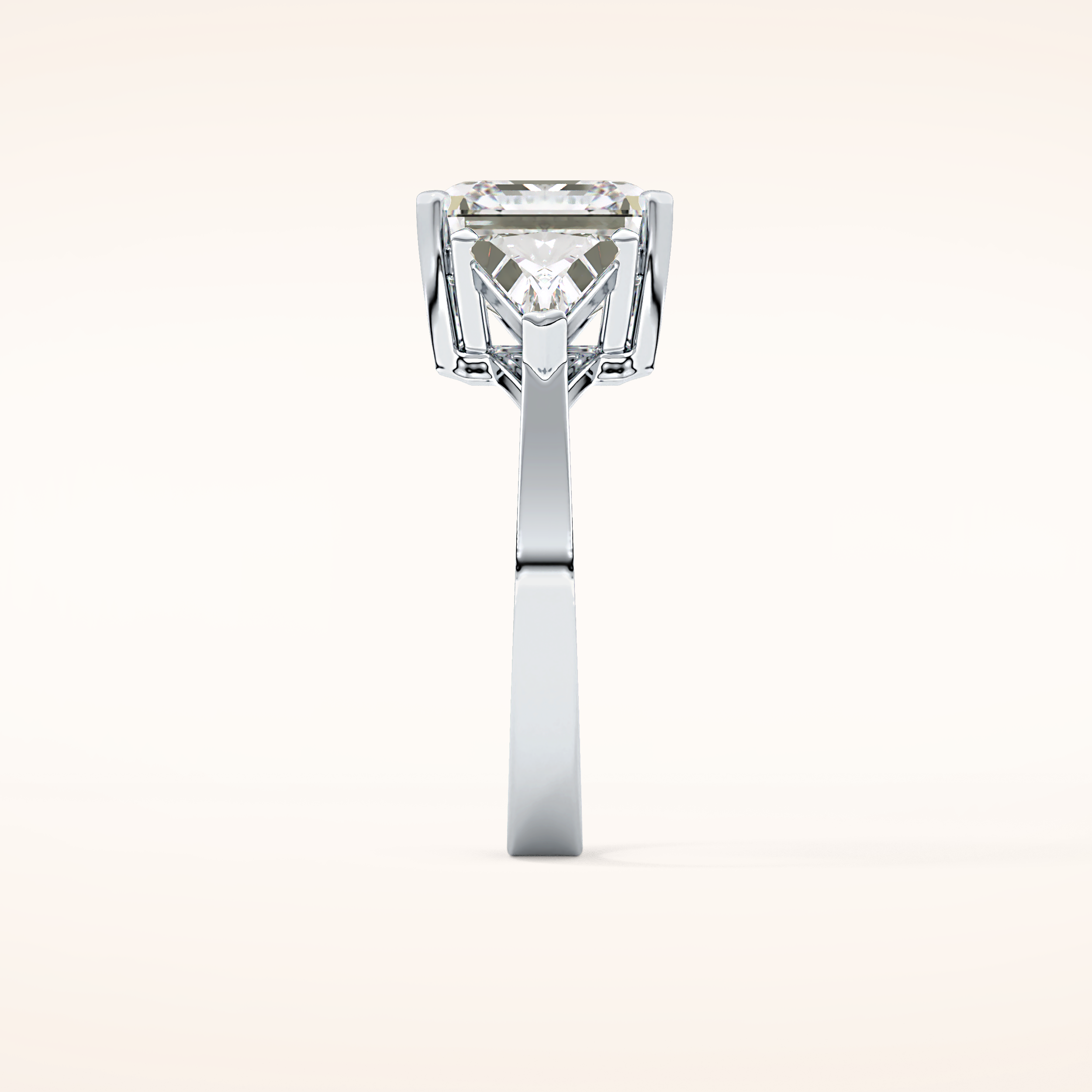 3.78 CT Asscher Shaped Three Stone Moissanite Engagement Ring