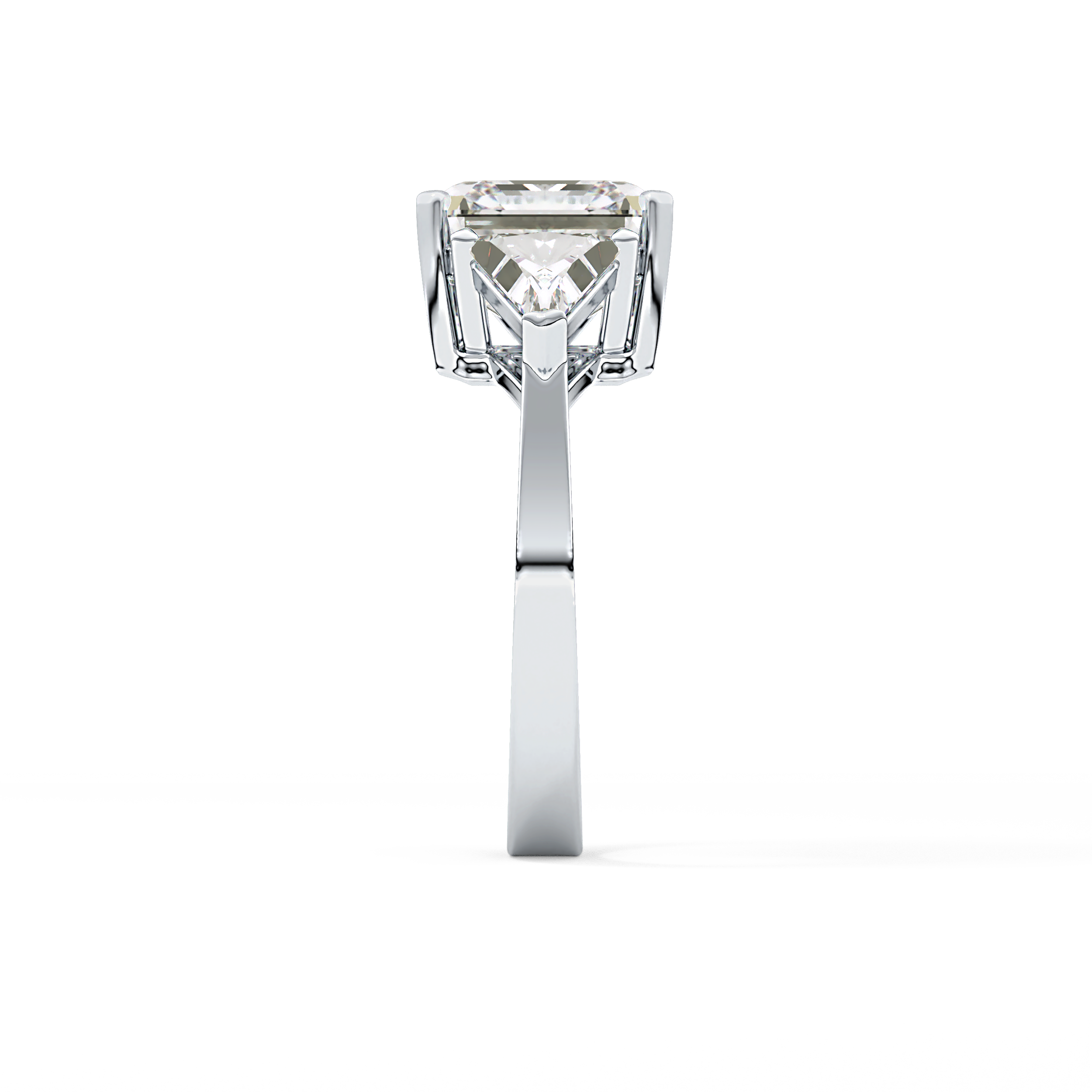 Emerald Three Stone Lab Grown Diamond Engagement Ring