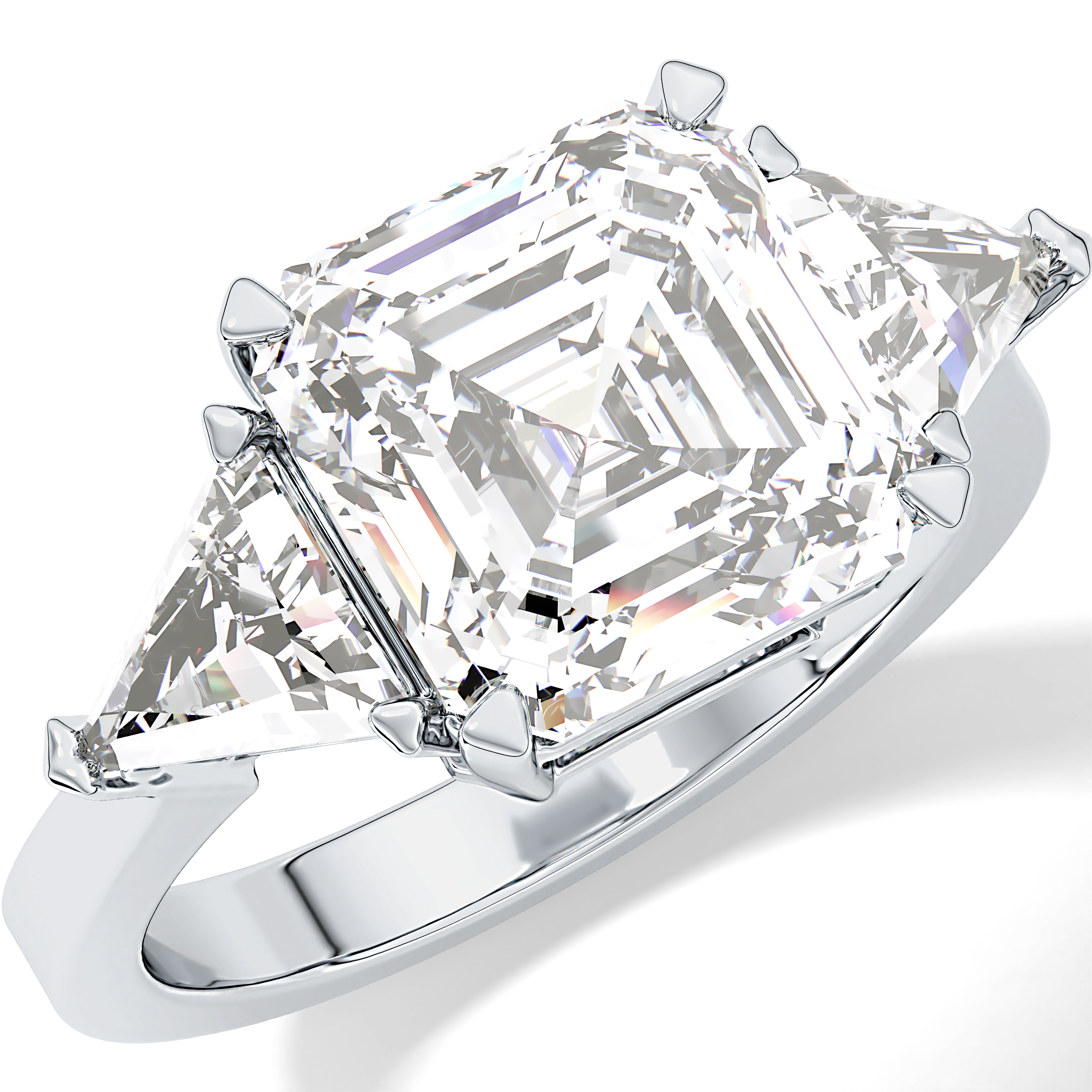 Emerald Three Stone Lab Grown Diamond Engagement Ring