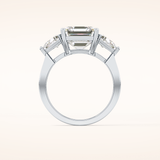 3.78 CT Asscher Shaped Three Stone Moissanite Engagement Ring