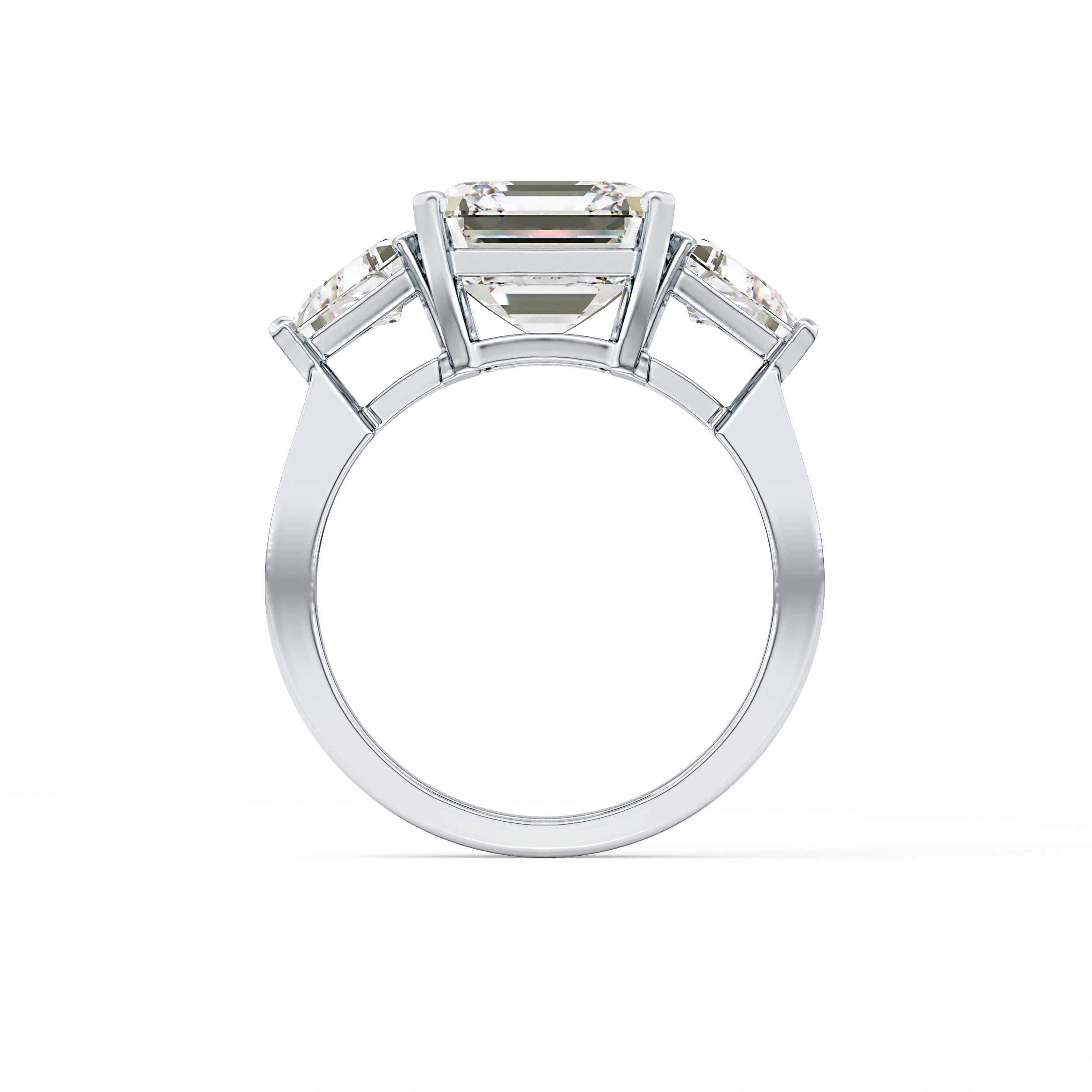 Emerald Three Stone Lab Grown Diamond Engagement Ring