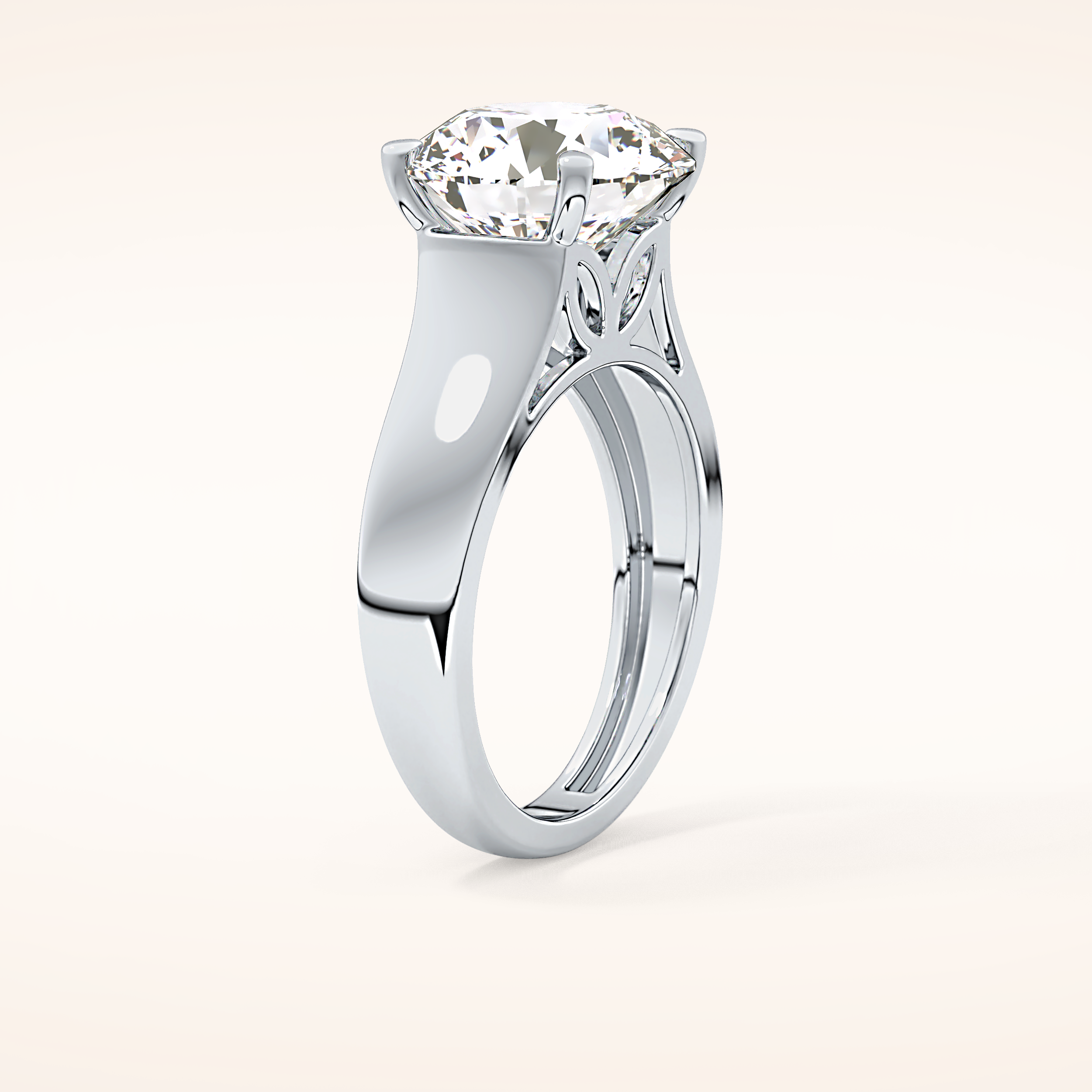 4.76 CT Round Shaped Solitaire Moissanite Engagement Ring