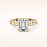 2.56 CT Emerald Shaped Pave Moissanite Engagement Ring