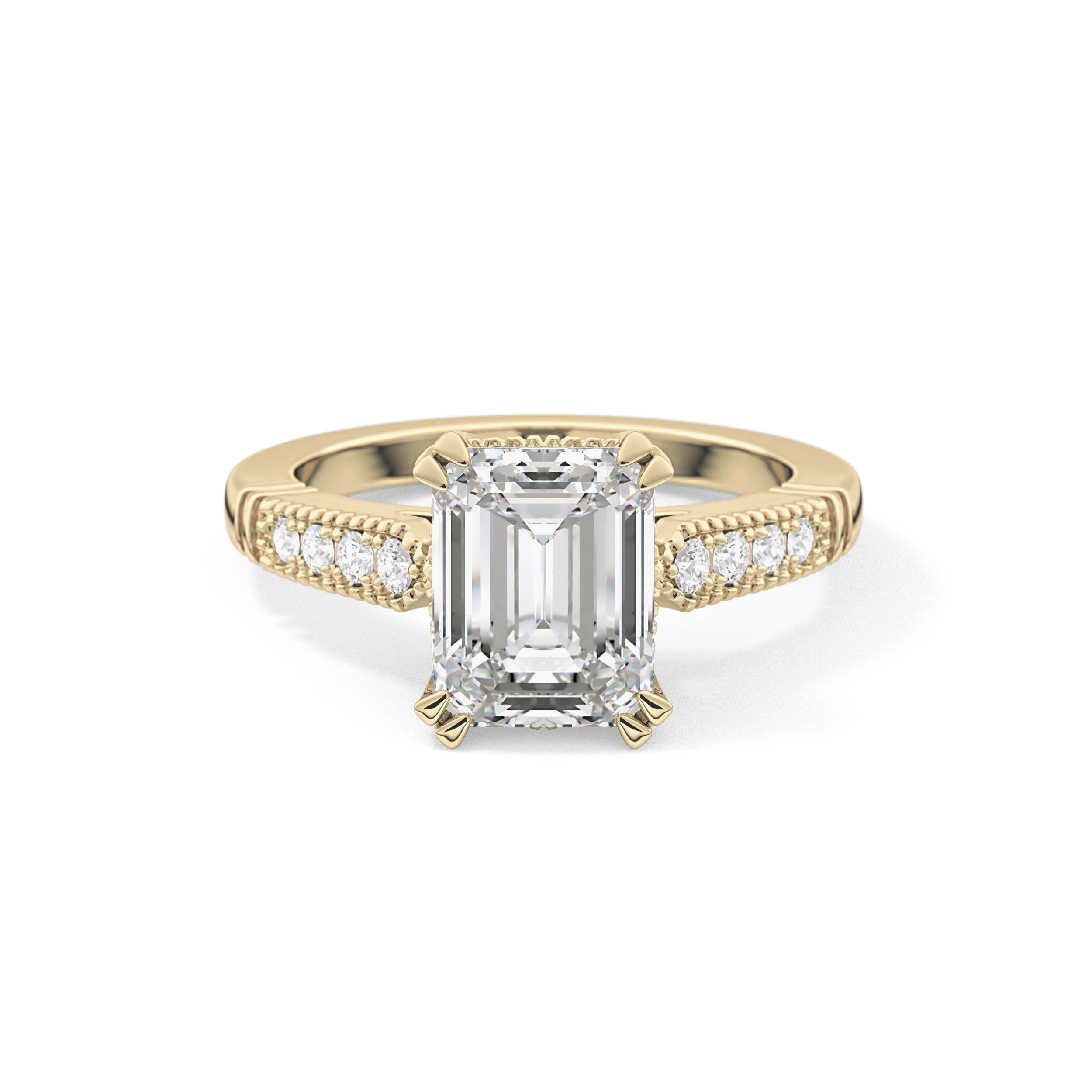 Emerald Pave Lab Grown Diamond Engagement Ring