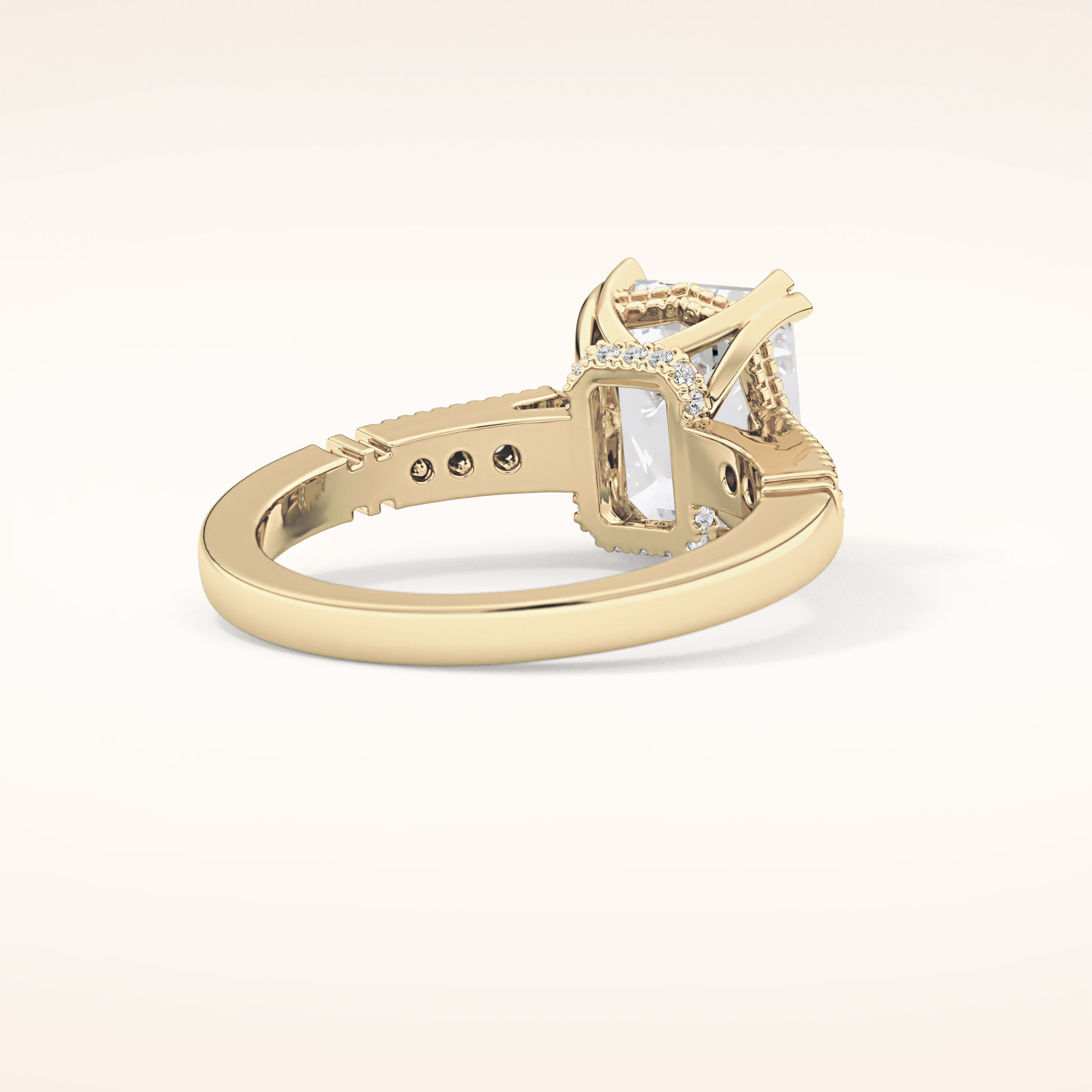 2.56 CT Emerald Shaped Pave Moissanite Engagement Ring