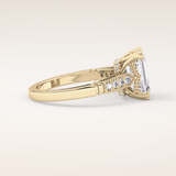2.56 CT Emerald Shaped Pave Moissanite Engagement Ring