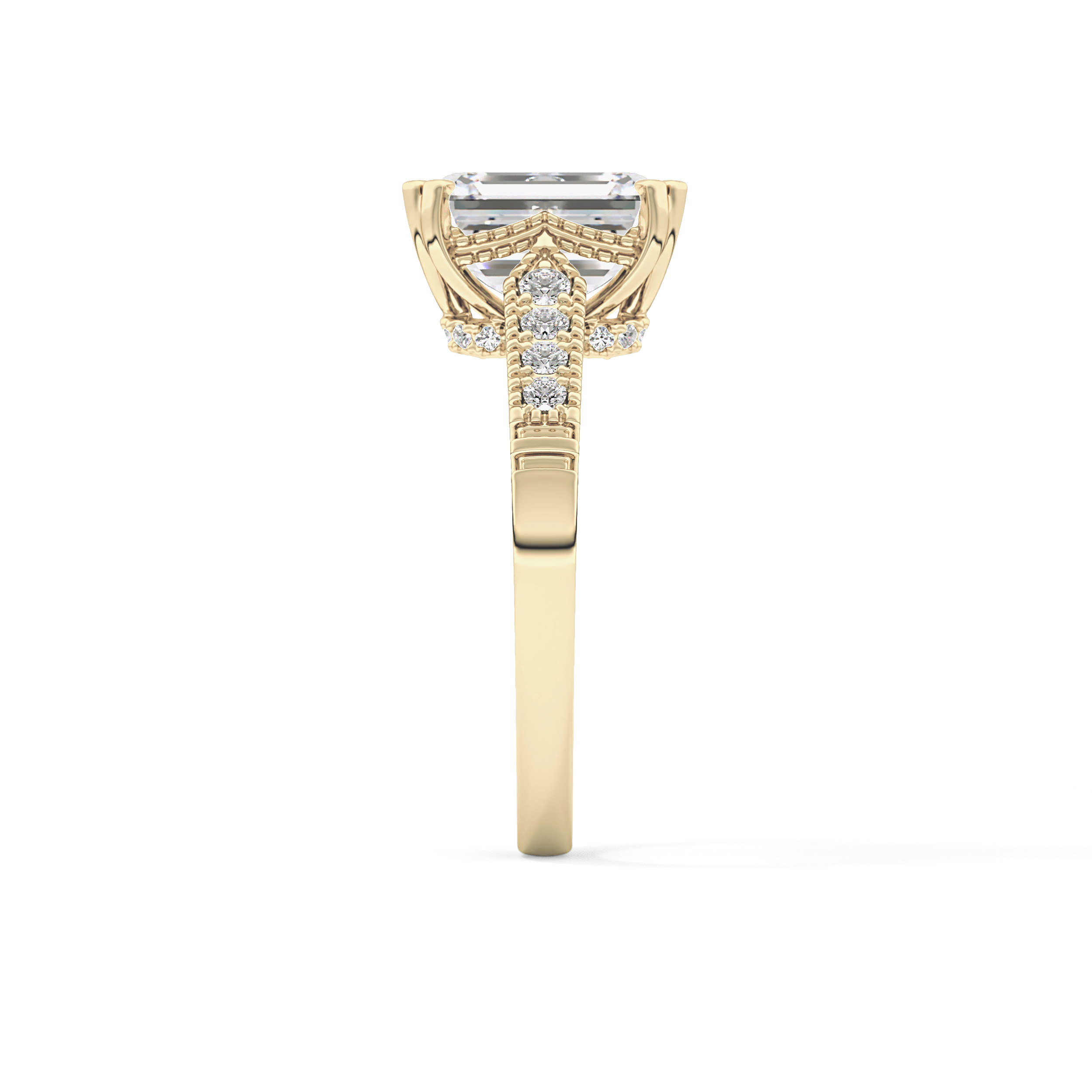 Emerald Pave Lab Grown Diamond Engagement Ring