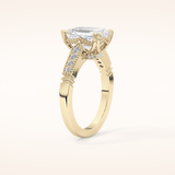 2.56 CT Emerald Shaped Pave Moissanite Engagement Ring