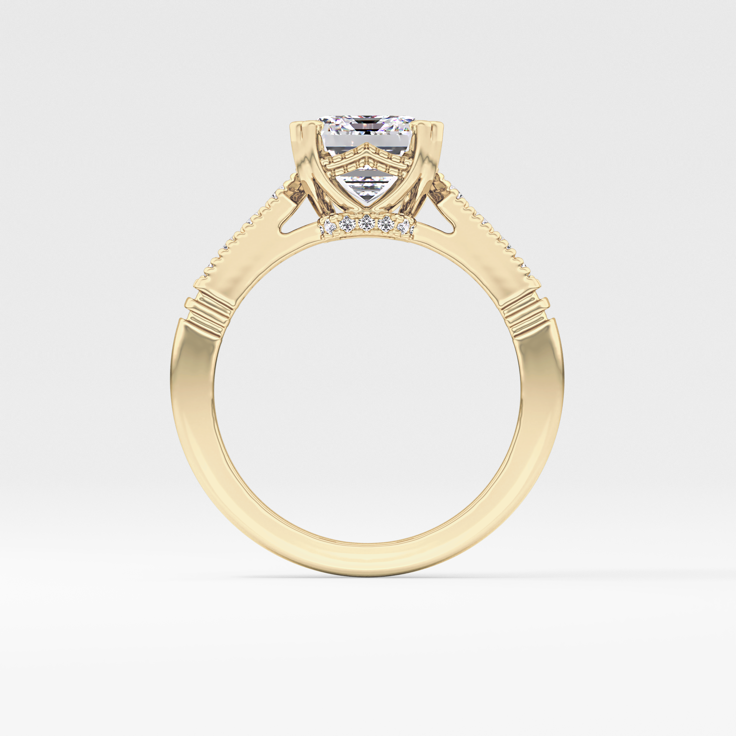 Emerald Pave Lab Grown Diamond Engagement Ring