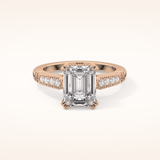 2.56 CT Emerald Shaped Pave Moissanite Engagement Ring