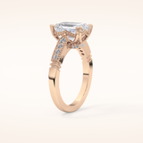 2.56 CT Emerald Shaped Pave Moissanite Engagement Ring