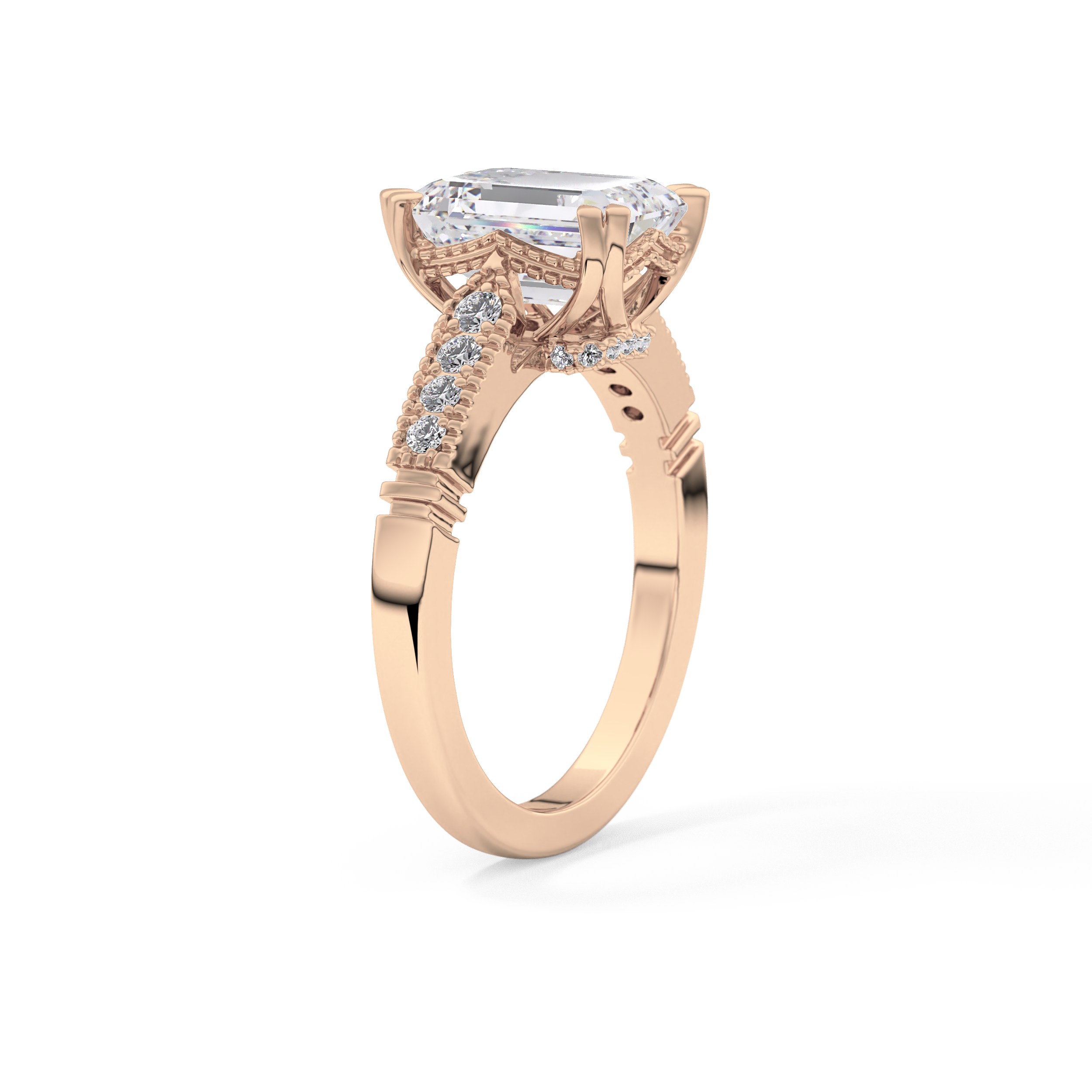 Emerald Pave Lab Grown Diamond Engagement Ring