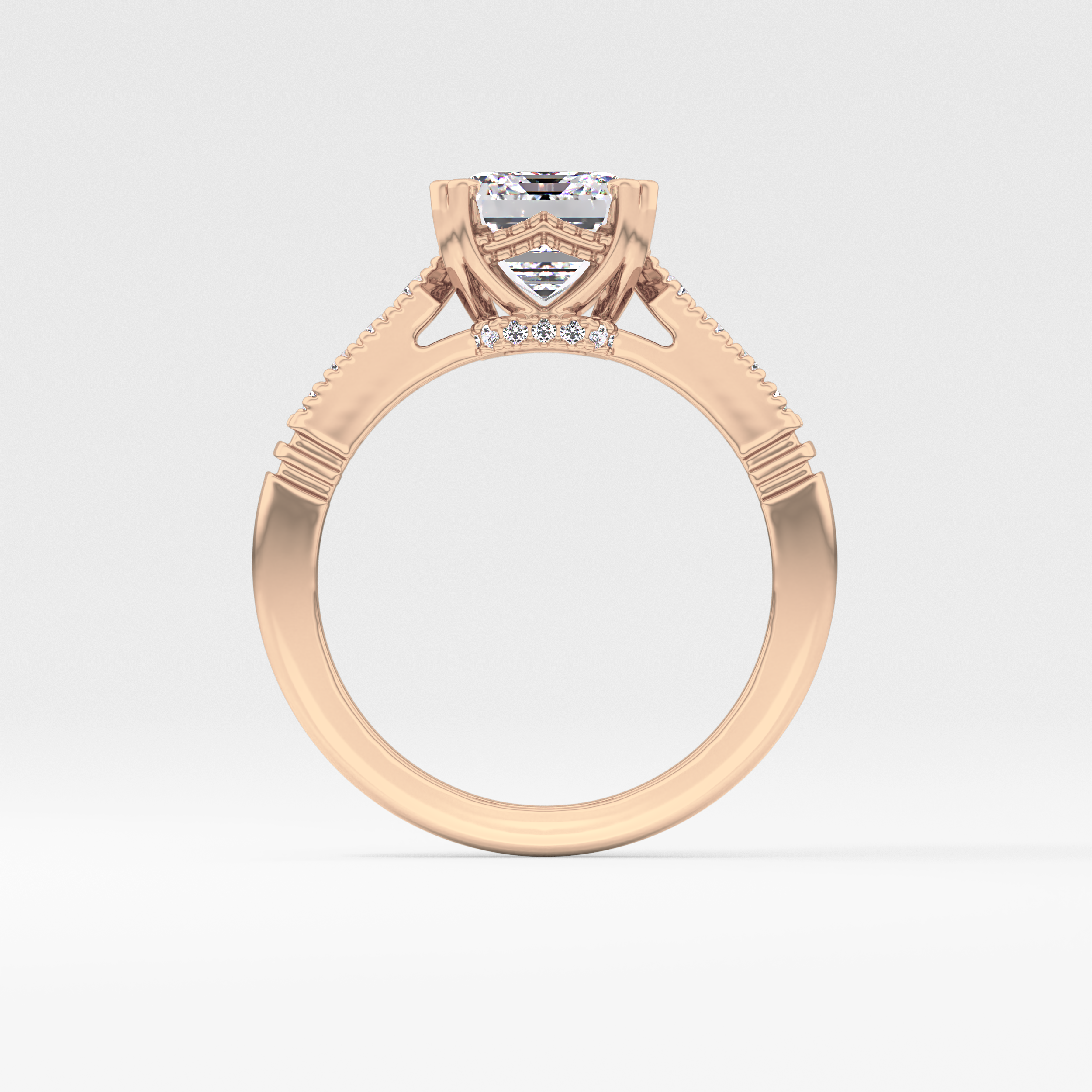 Emerald Pave Lab Grown Diamond Engagement Ring