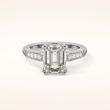 2.56 CT Emerald Shaped Pave Moissanite Engagement Ring