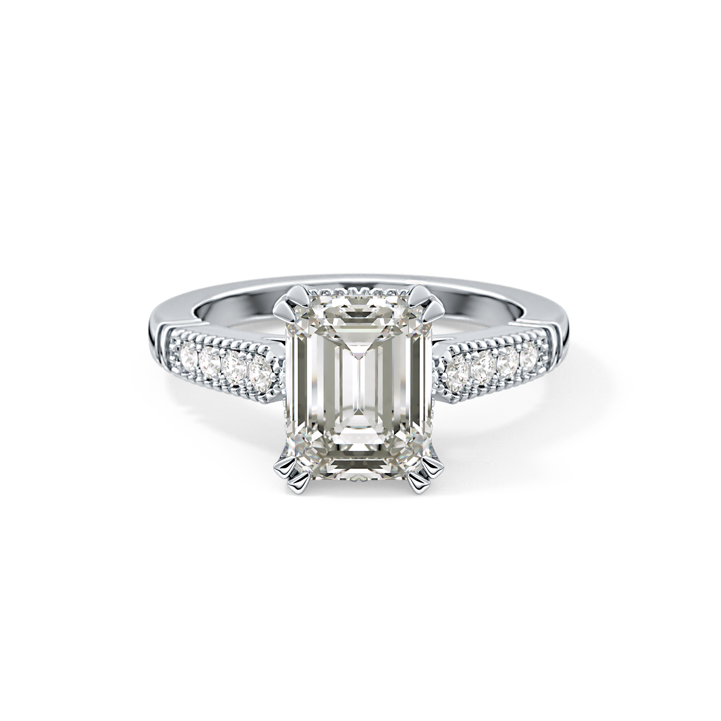 Emerald Pave Lab Grown Diamond Engagement Ring