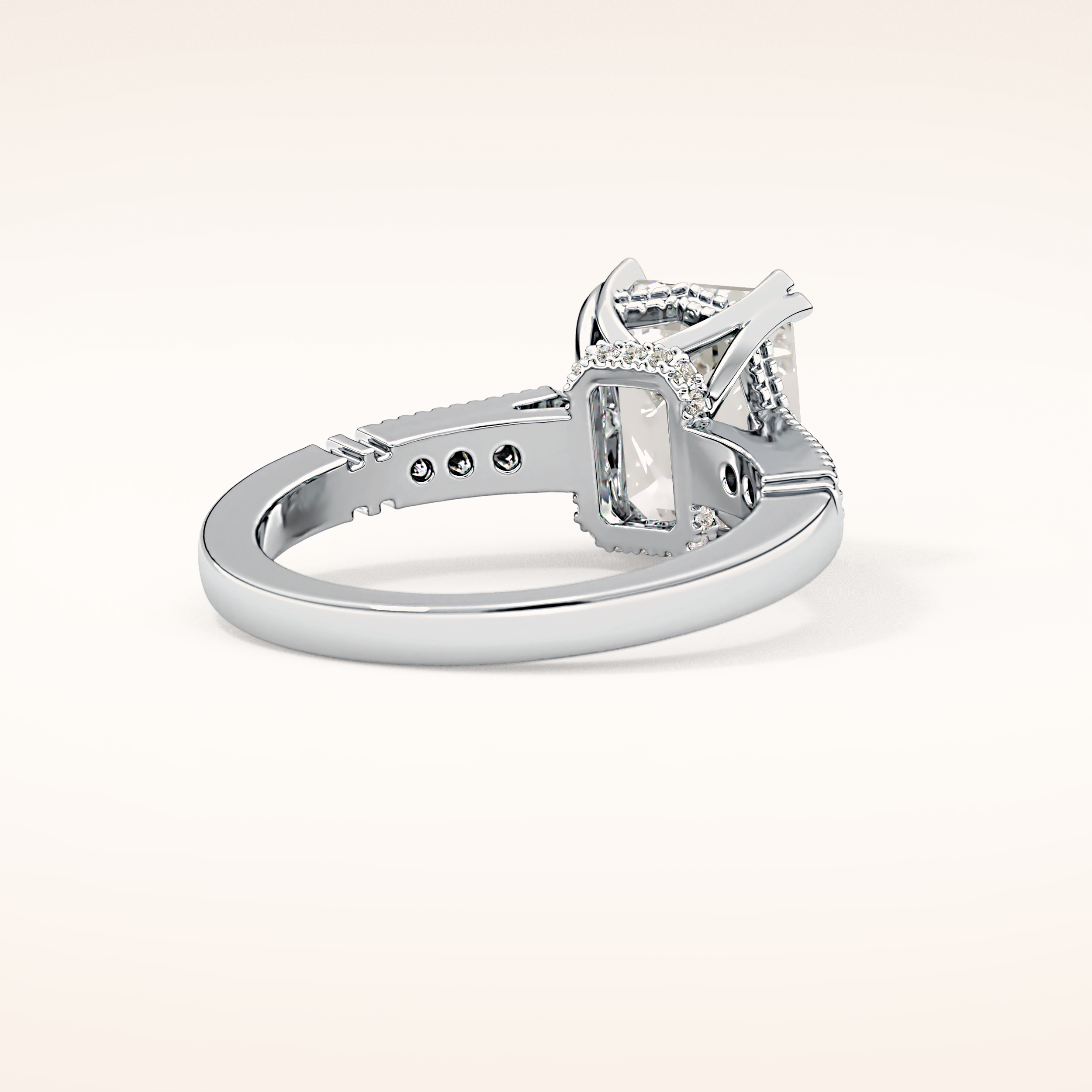 2.56 CT Emerald Shaped Pave Moissanite Engagement Ring
