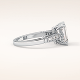 2.56 CT Emerald Shaped Pave Moissanite Engagement Ring