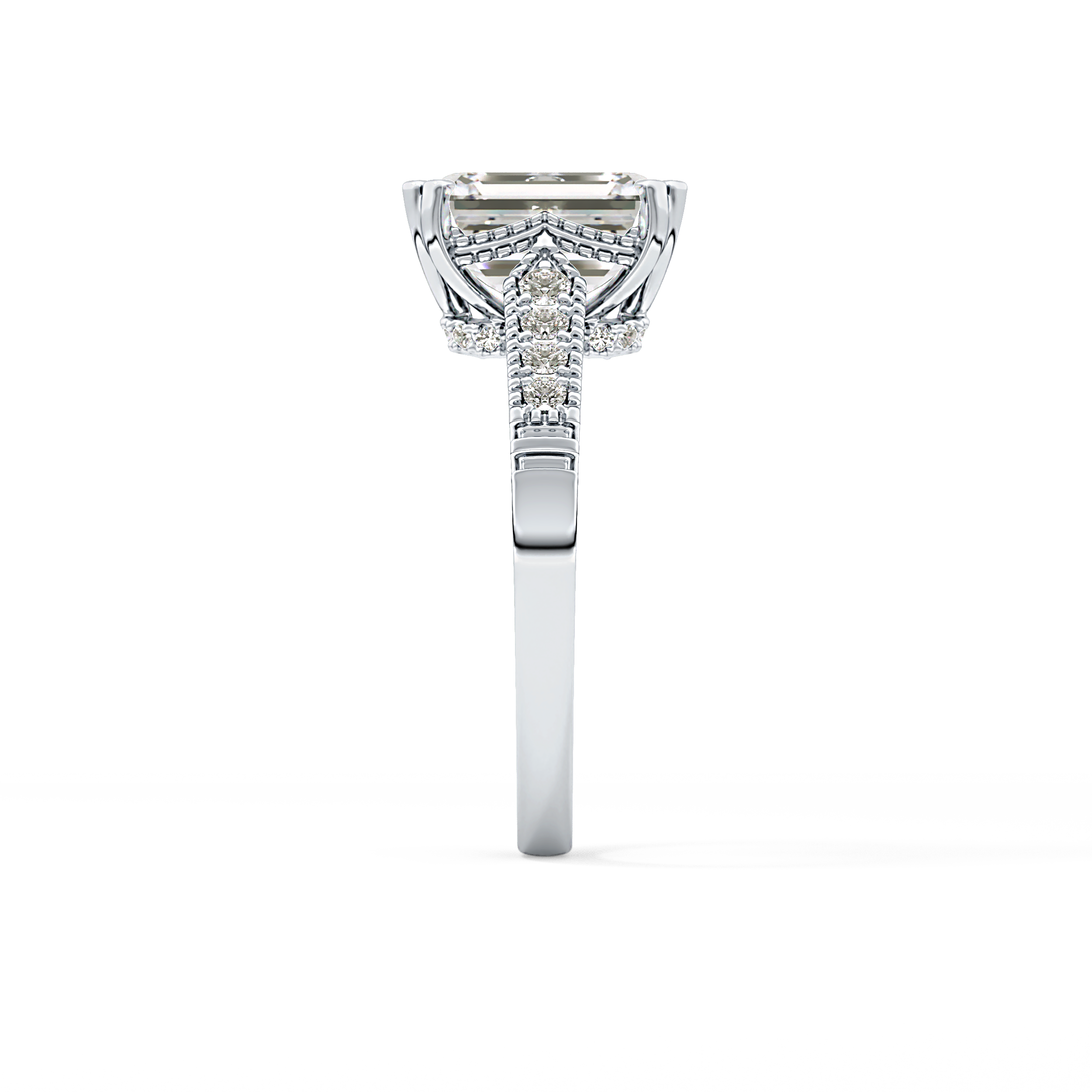 Emerald Pave Lab Grown Diamond Engagement Ring