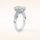 2.56 CT Emerald Shaped Pave Moissanite Engagement Ring