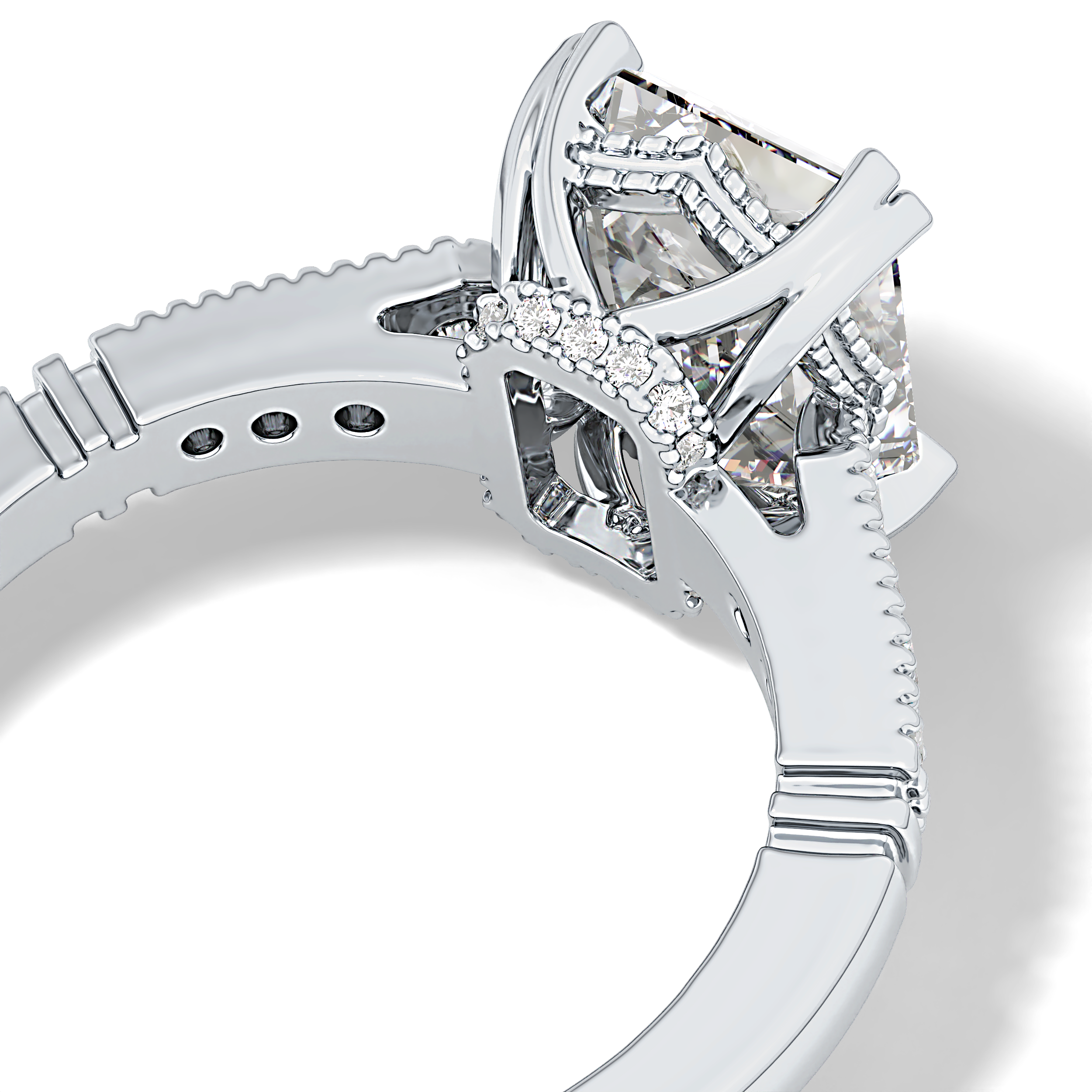 Emerald Pave Lab Grown Diamond Engagement Ring