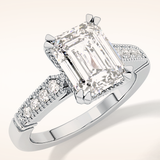 2.56 CT Emerald Shaped Pave Moissanite Engagement Ring
