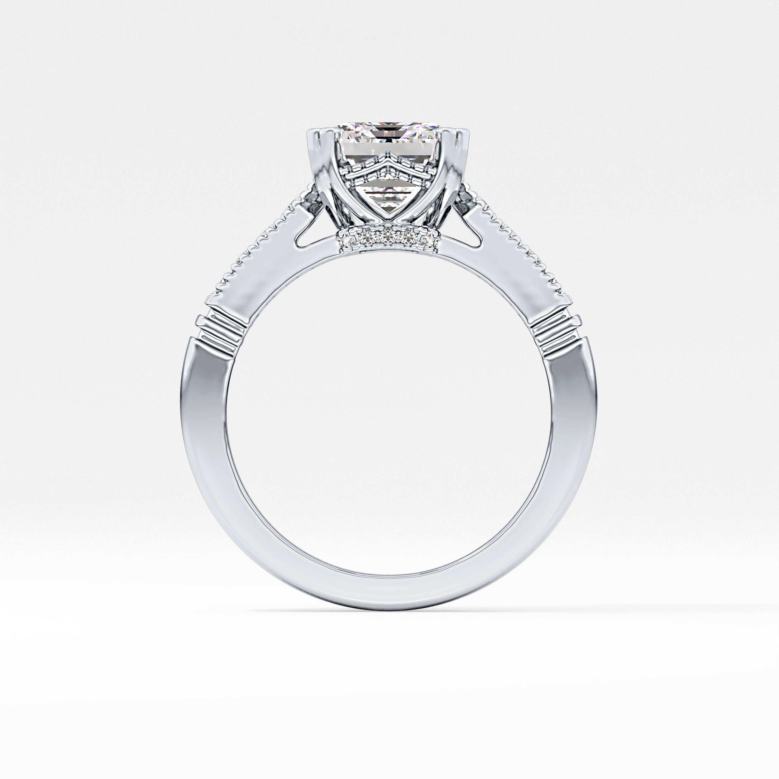 Emerald Pave Lab Grown Diamond Engagement Ring