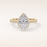 1.2 CT Pear Shaped Halo & Pave Moissanite Engagement Ring