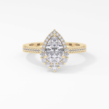 Pear Cut 1.2 Carat Moissanite Ring – Halo & Pave Setting in Gold