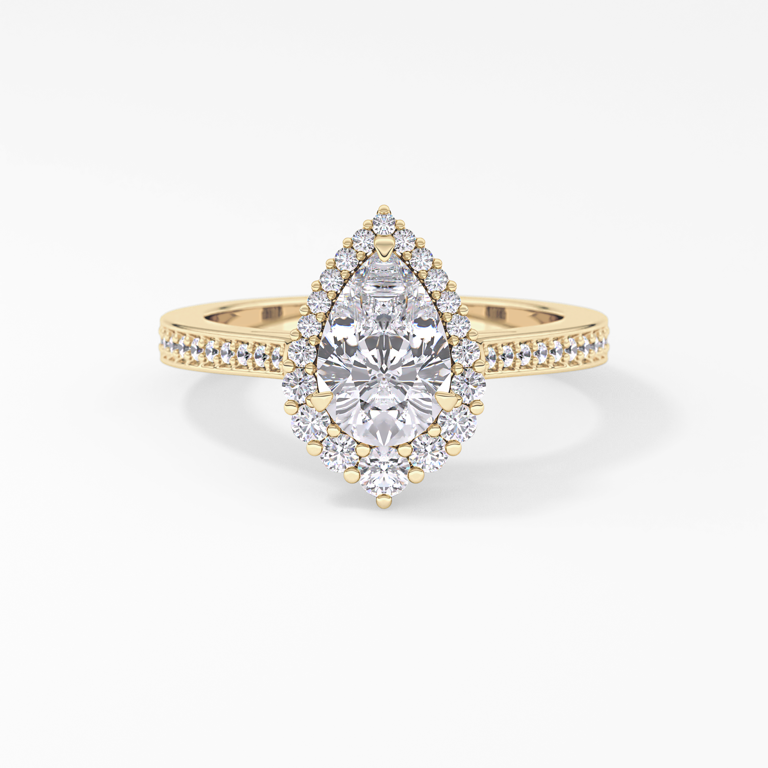 Pear Cut 1.2 Carat Moissanite Ring – Halo & Pave Setting in Gold