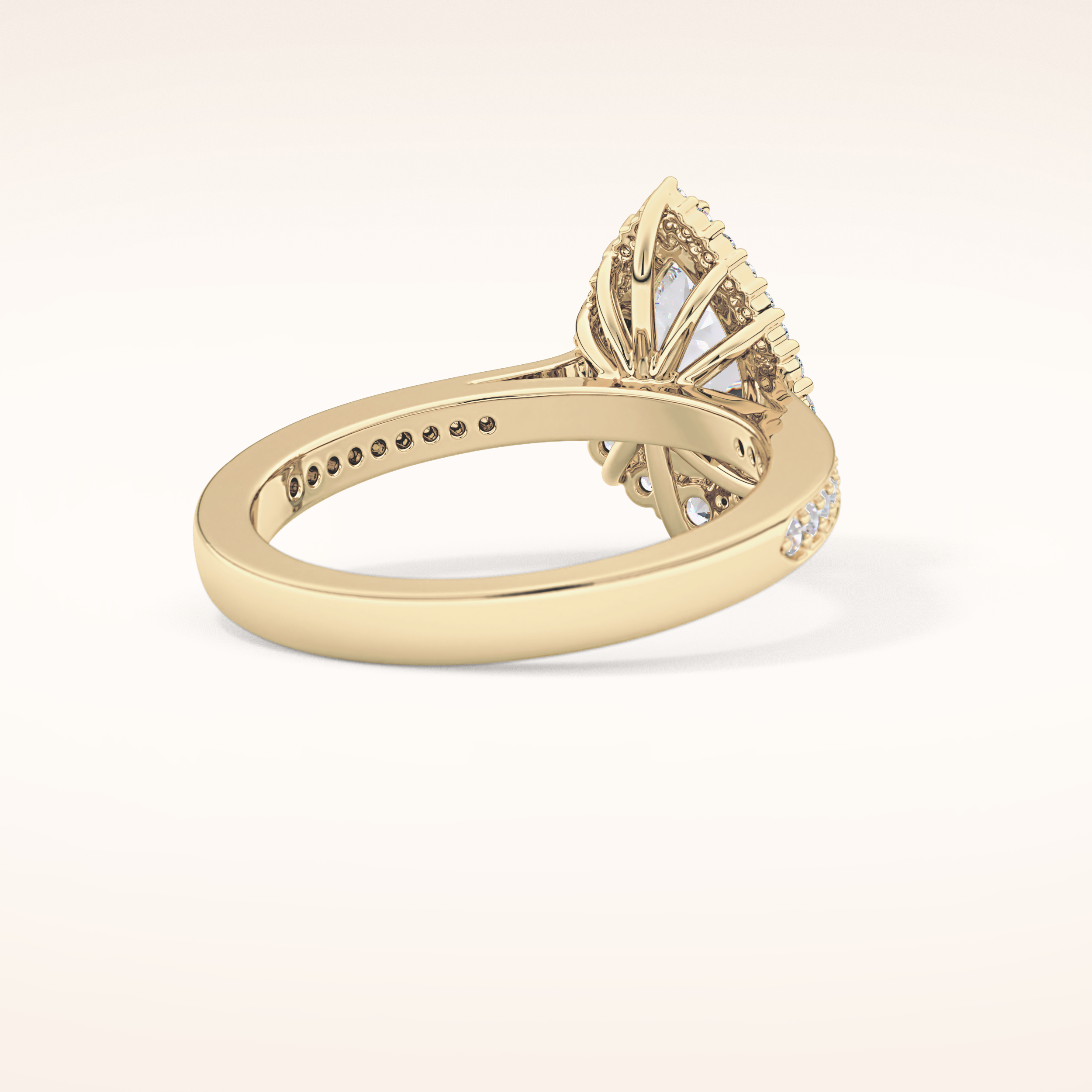 1.2 CT Pear Shaped Halo & Pave Moissanite Engagement Ring