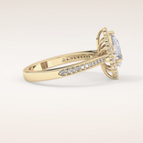1.2 CT Pear Shaped Halo & Pave Moissanite Engagement Ring