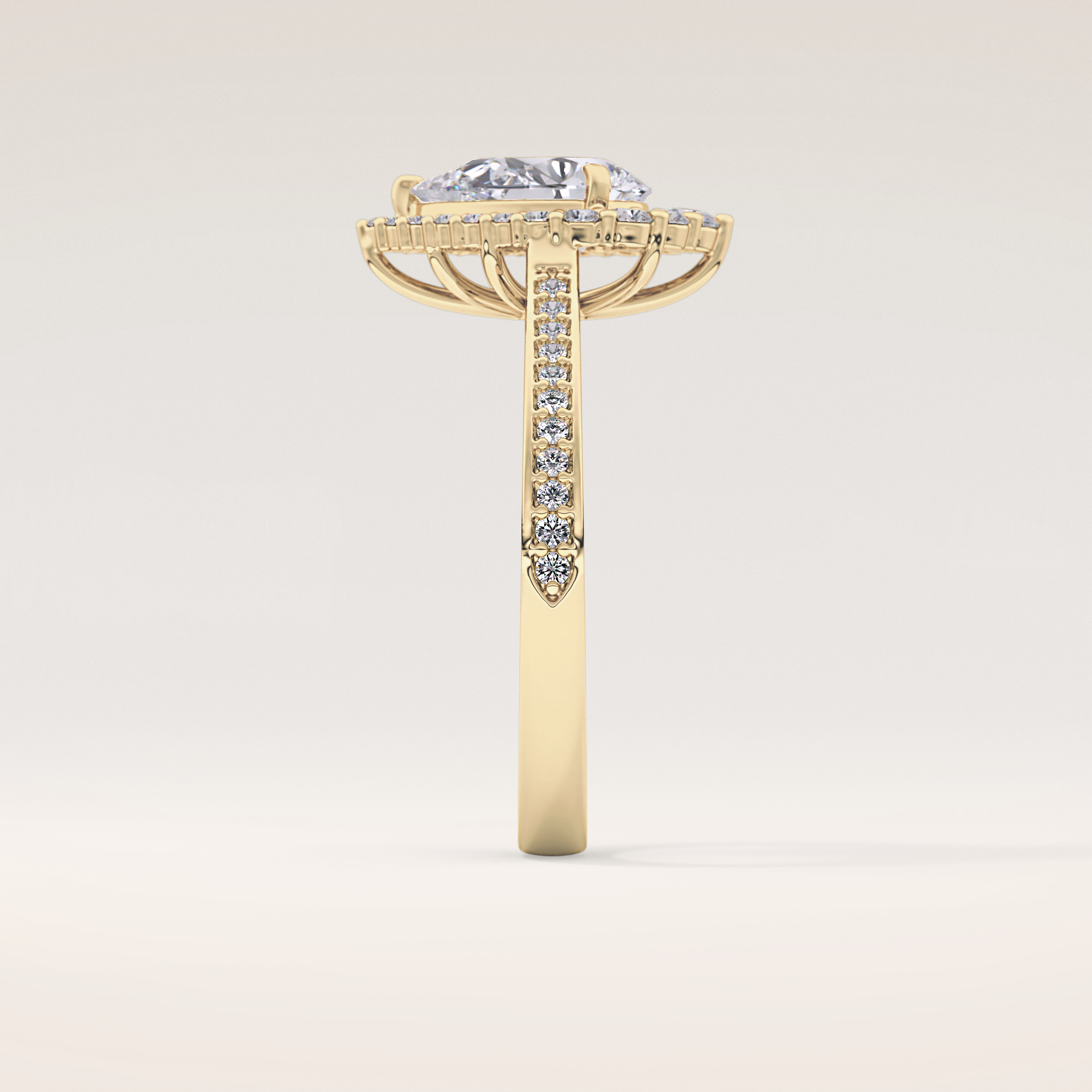 1.2 CT Pear Shaped Halo & Pave Moissanite Engagement Ring