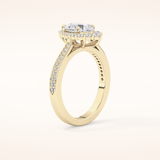 1.2 CT Pear Shaped Halo & Pave Moissanite Engagement Ring