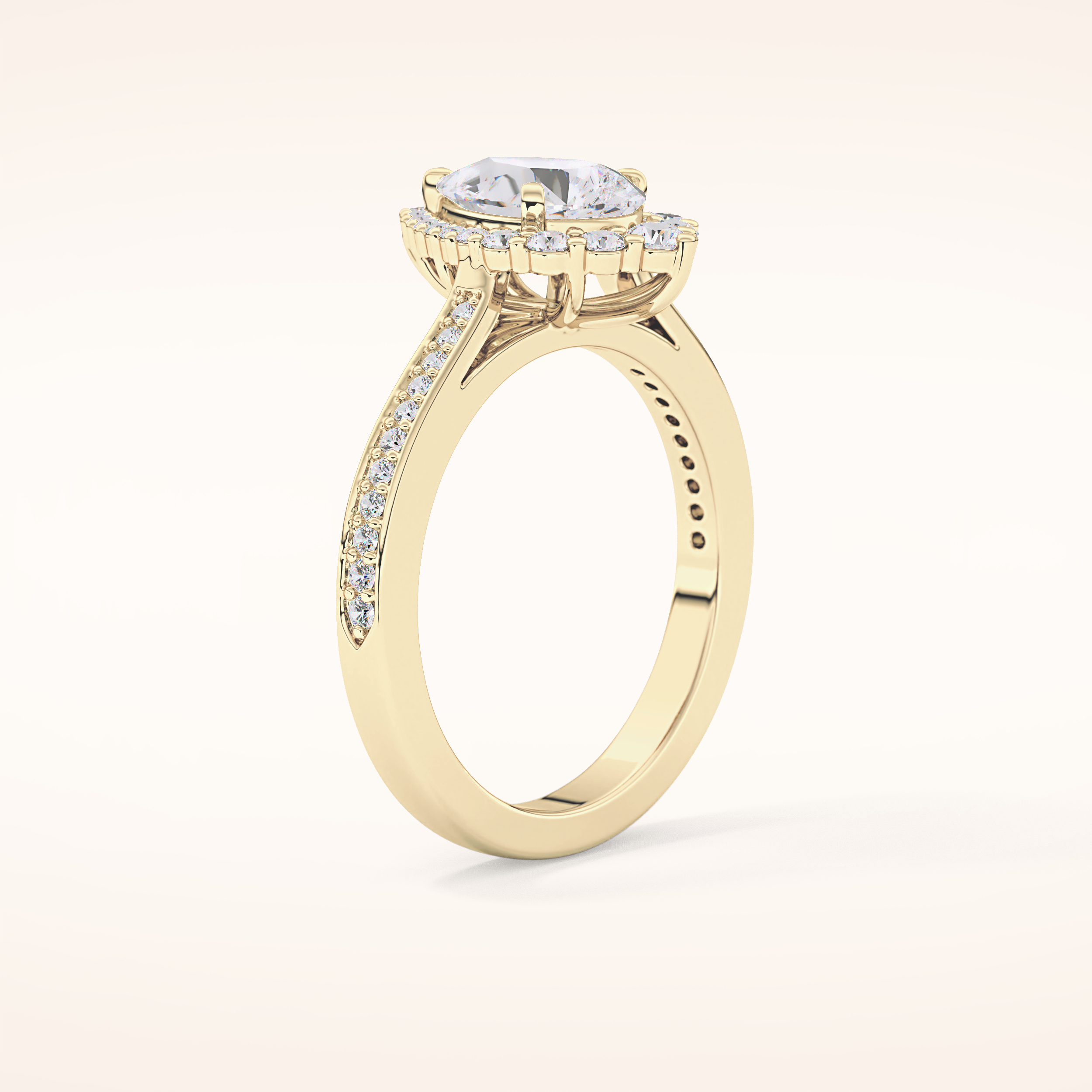 1.2 CT Pear Shaped Halo & Pave Moissanite Engagement Ring