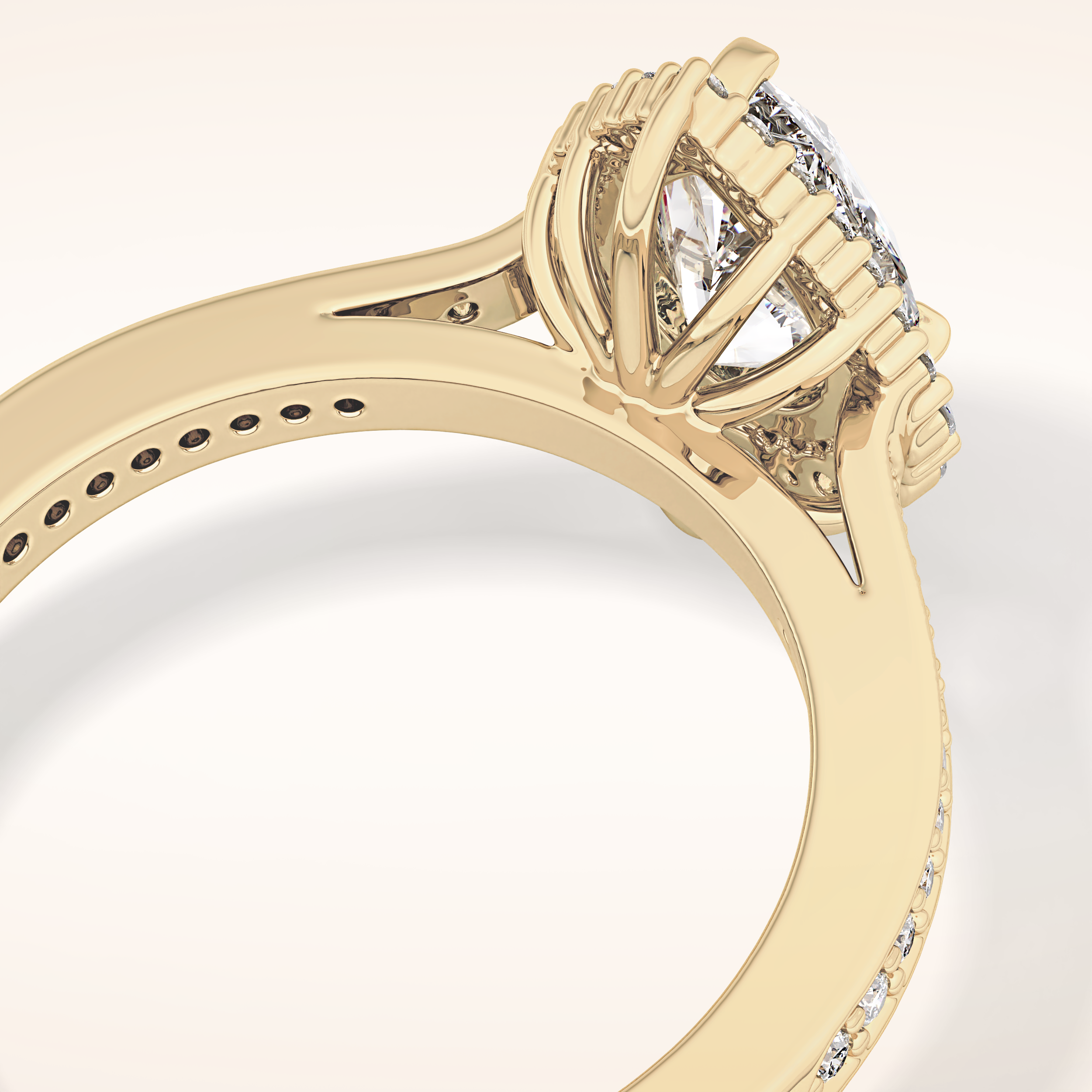 1.2 CT Pear Shaped Halo & Pave Moissanite Engagement Ring