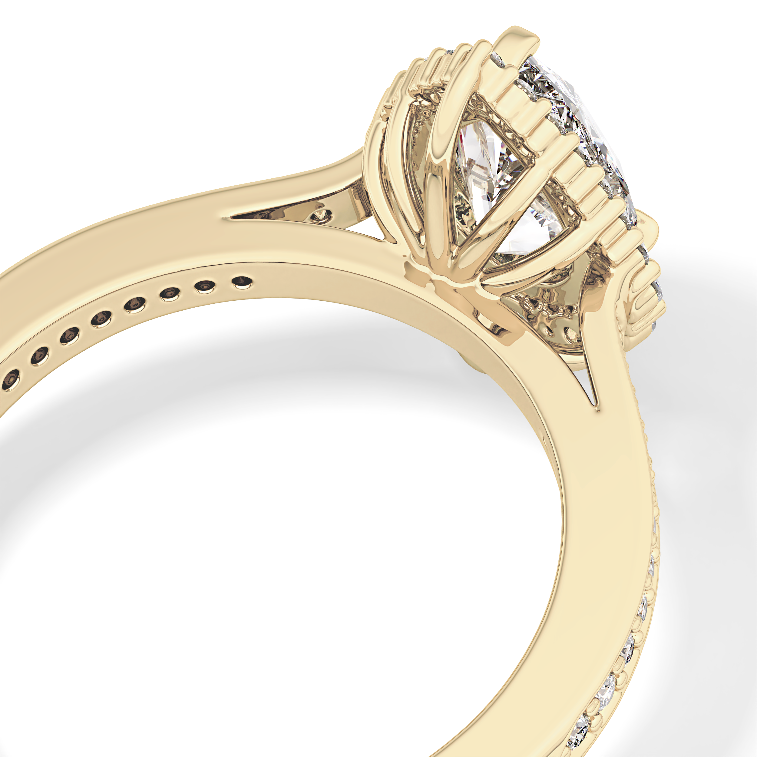 Pear Cut 1.2 Carat Moissanite Ring – Halo & Pave Setting in Gold