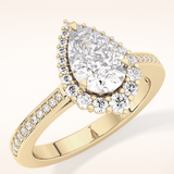 1.2 CT Pear Shaped Halo & Pave Moissanite Engagement Ring
