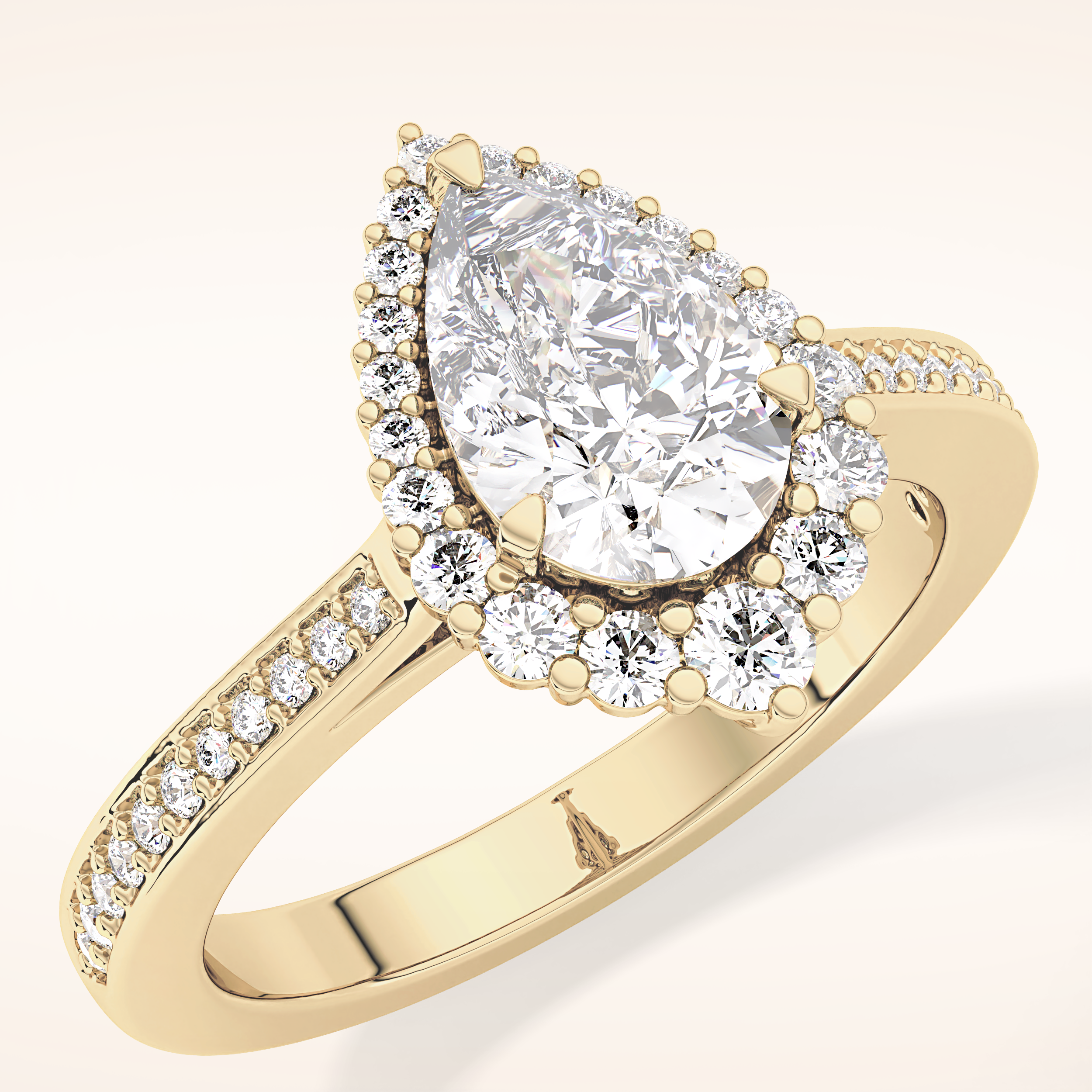 1.2 CT Pear Shaped Halo & Pave Moissanite Engagement Ring