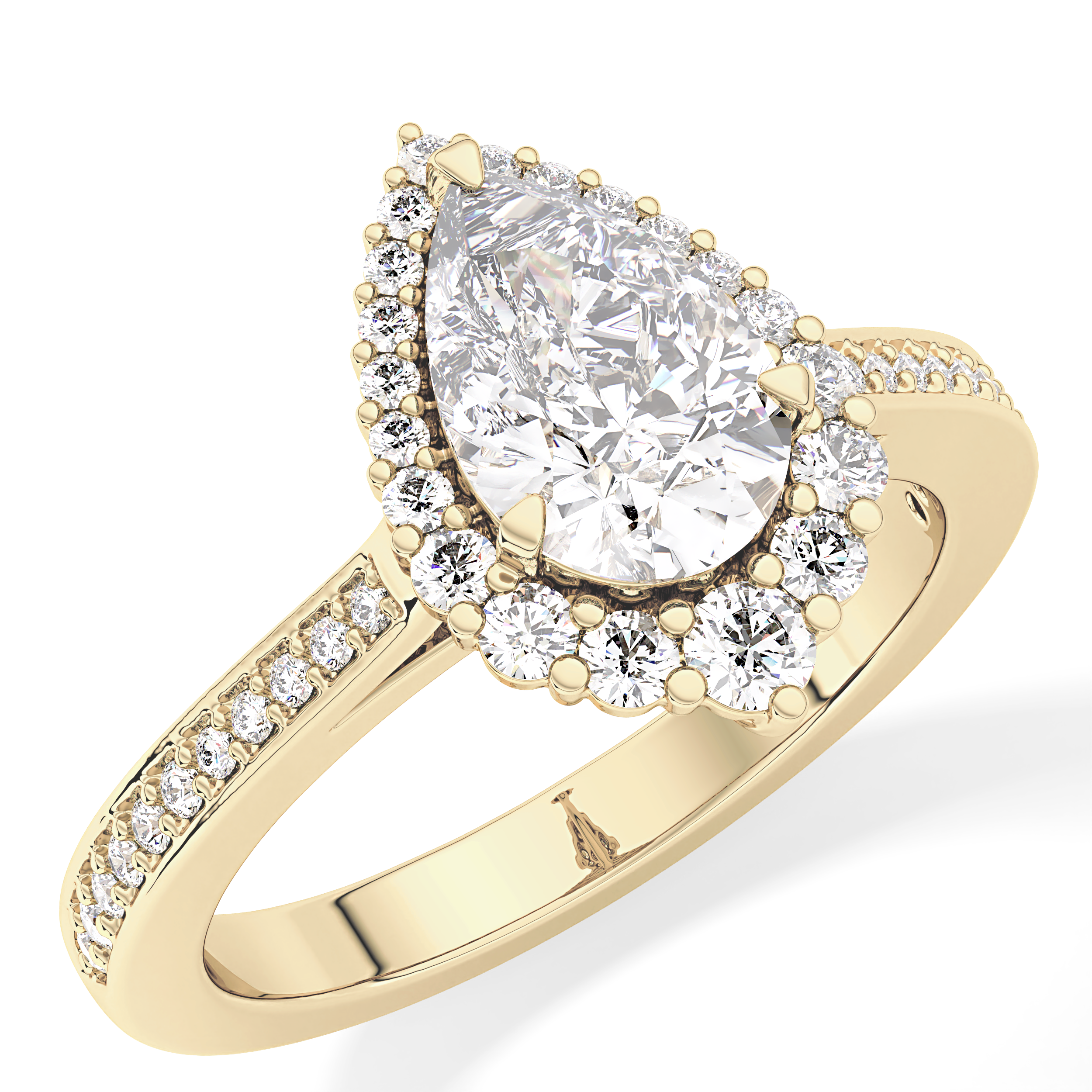 Pear Cut 1.2 Carat Moissanite Ring – Halo & Pave Setting in Gold