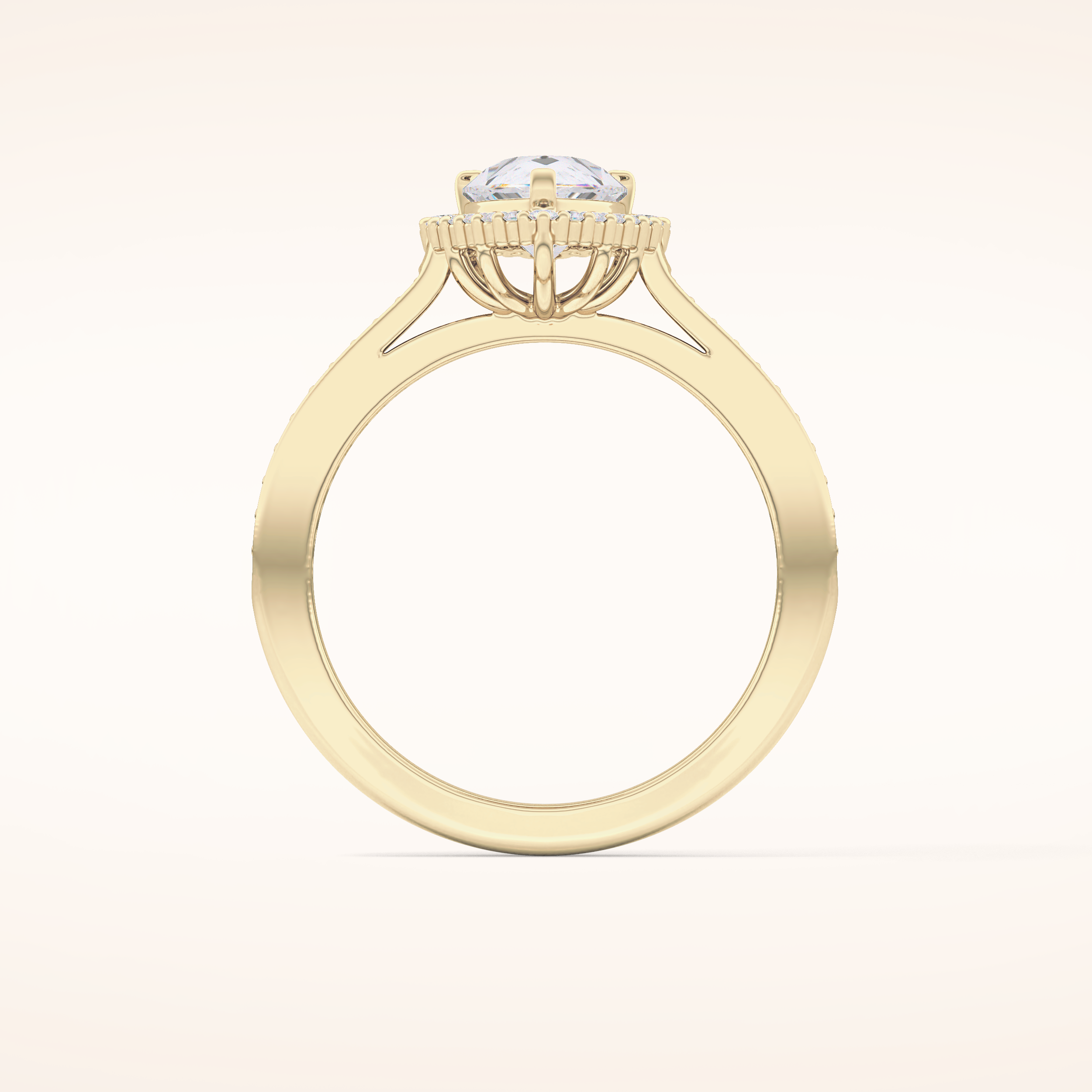 1.2 CT Pear Shaped Halo & Pave Moissanite Engagement Ring