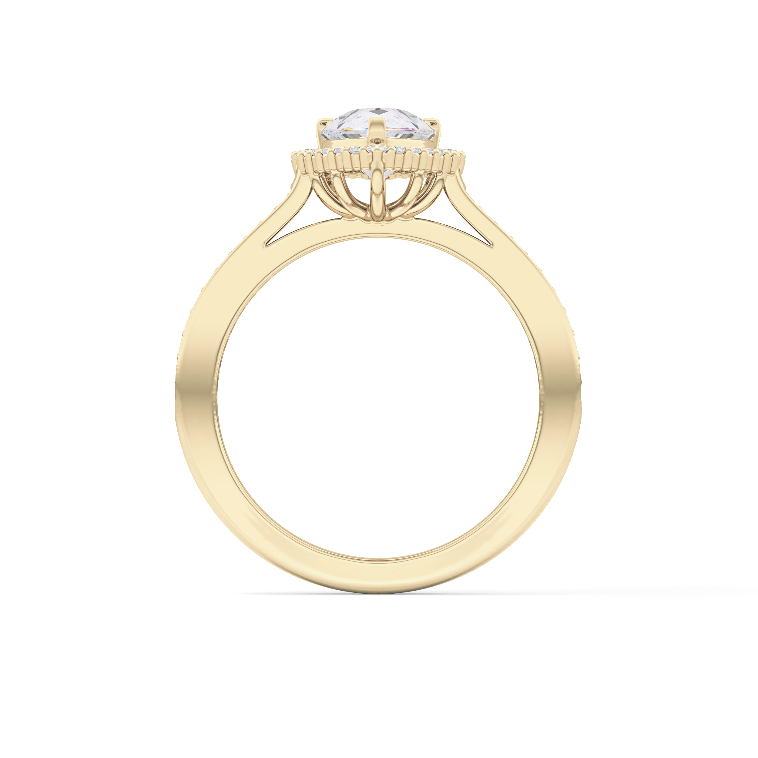 Pear Cut 1.2 Carat Moissanite Ring – Halo & Pave Setting in Gold