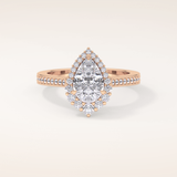 1.2 CT Pear Shaped Halo & Pave Moissanite Engagement Ring