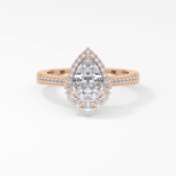 Pear Cut 1.2 Carat Moissanite Ring – Halo & Pave Setting in Gold