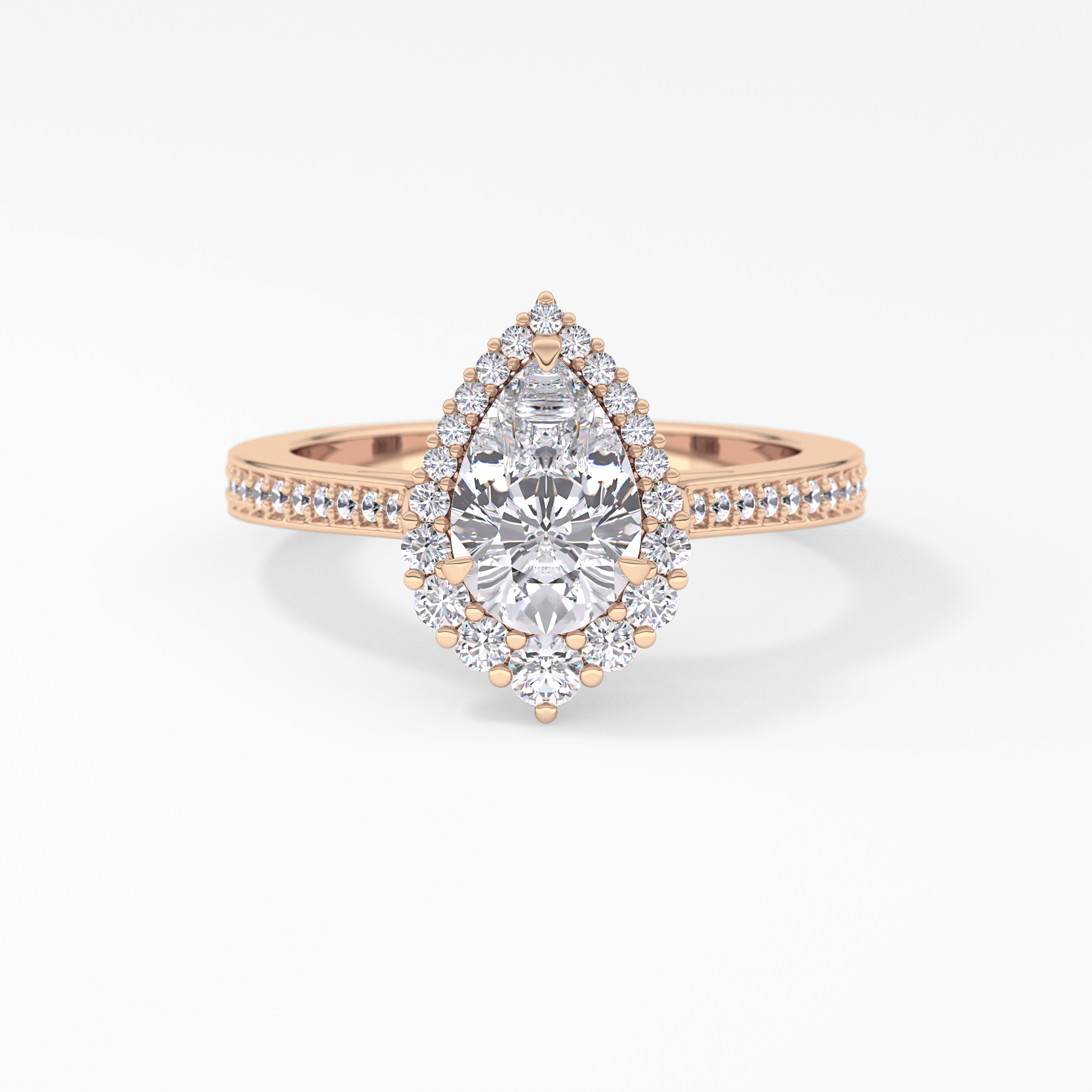 Pear Cut 1.2 Carat Moissanite Ring – Halo & Pave Setting in Gold